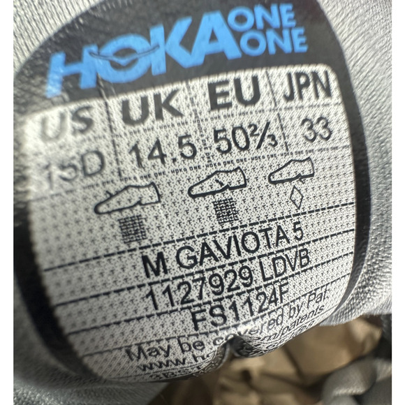 Hoka One One Gaviota 5 Gray Blue Walking Running Shoes Men's Size 15 D Sneakers - Picture 11 of 13